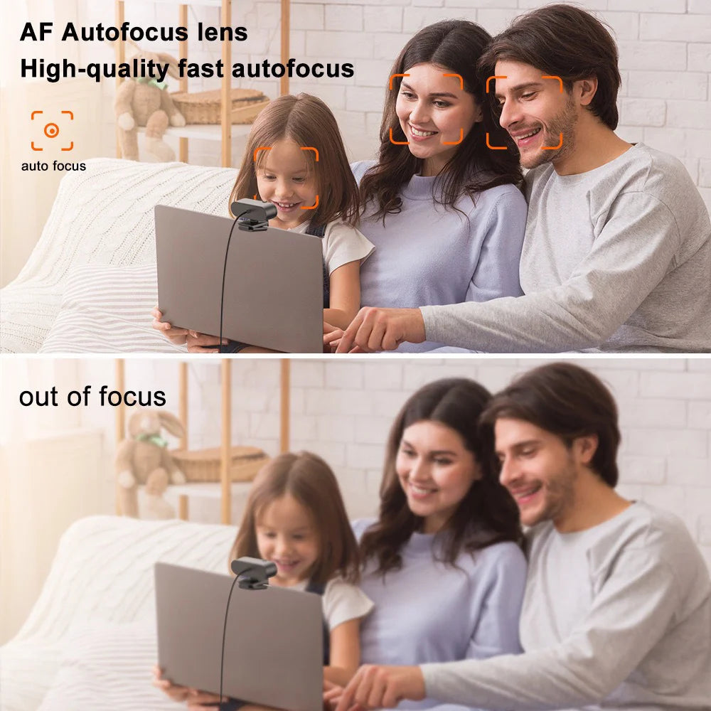 SJIYue 4K Webcam – 30 fps Ultra-HD / 60 fps 1080p with Dual Noise-Cancelling Mics, Autofocus, Privacy Cover & Mini Tripod