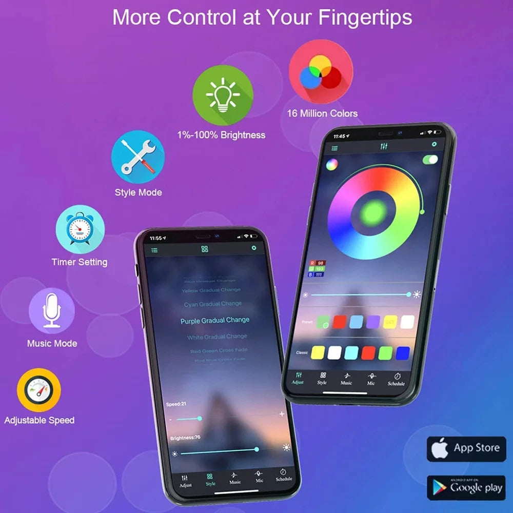 D5ORGB Bluetooth LED Strip – Music-Sync RGB Lights, App & Remote Control