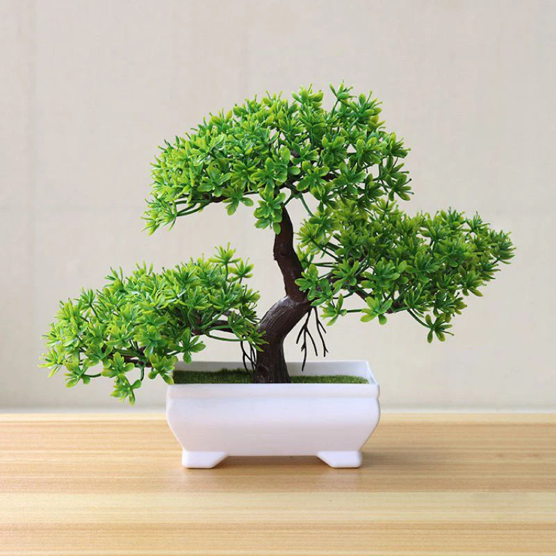 Evergreen Tabletop Bonsai – No-Water Faux Tree in Weighted Minimalist Pot