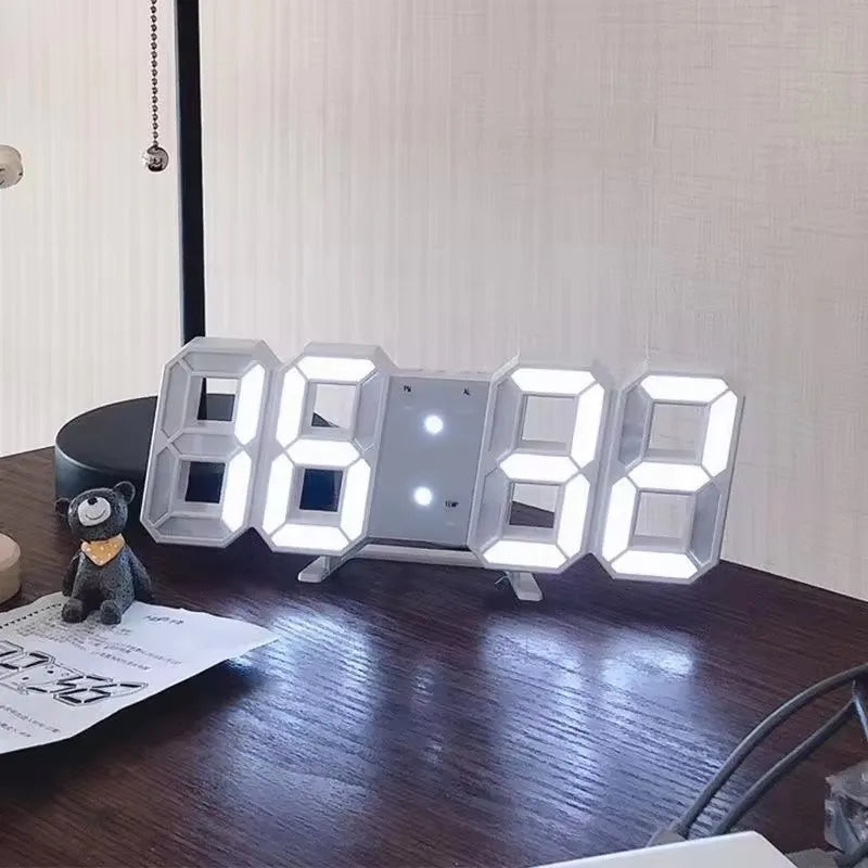 3D Floating LED Digital Clock – Auto-Dimming USB-C Desk Alarm