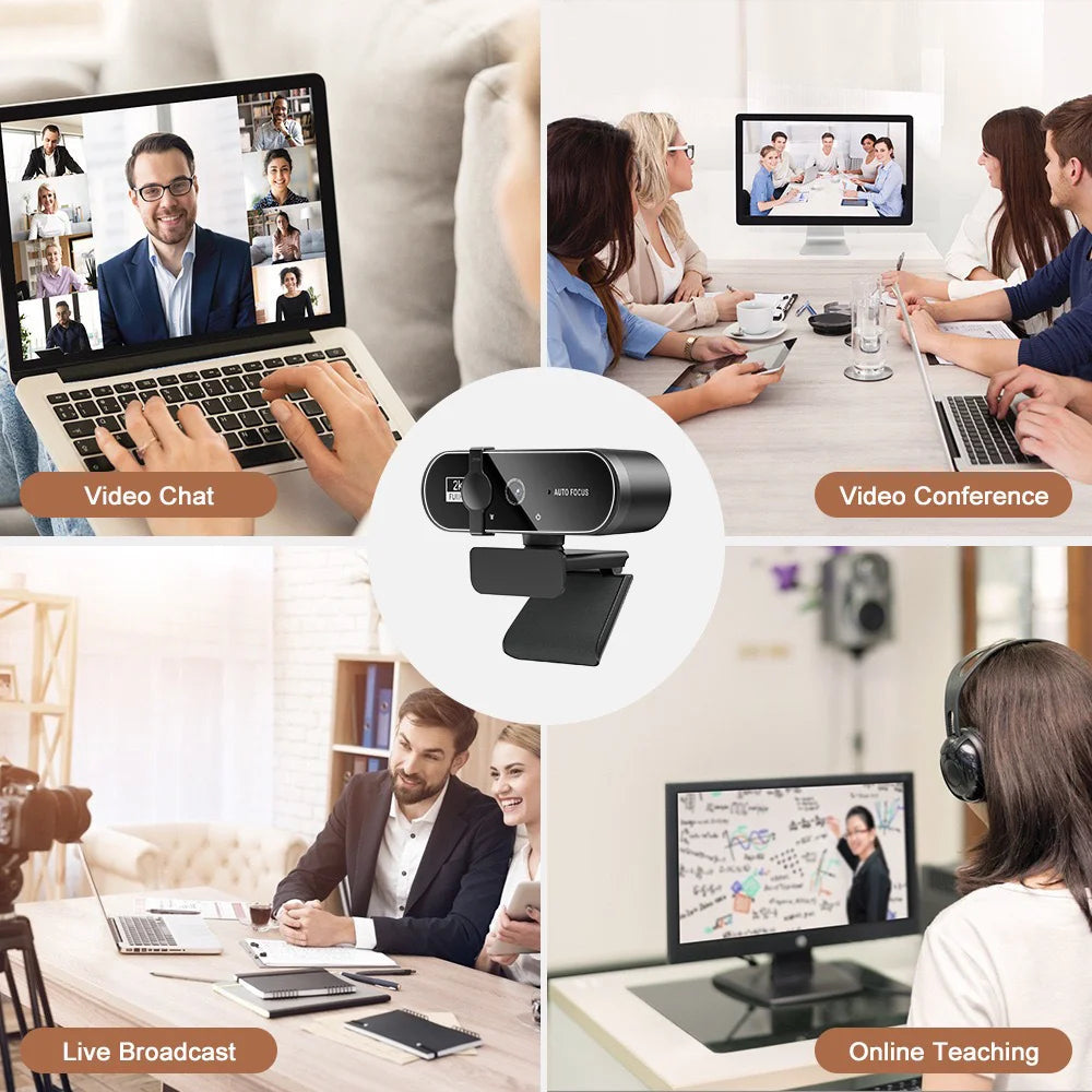 SJIYue 4K Webcam – 30 fps Ultra-HD / 60 fps 1080p with Dual Noise-Cancelling Mics, Autofocus, Privacy Cover & Mini Tripod