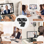 SJIYue 4K Webcam – 30 fps Ultra-HD / 60 fps 1080p with Dual Noise-Cancelling Mics, Autofocus, Privacy Cover & Mini Tripod