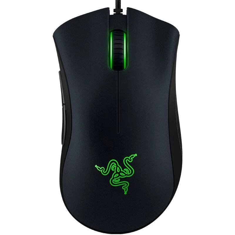 Razer DeathAdder Essential – 6,400 DPI Wired Gaming Mouse, 5 Programmable Buttons, Ergonomic Rubber Grips, Classic Green RGB