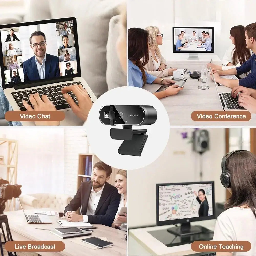 SJIYue 4K Webcam – 30 fps Ultra-HD / 60 fps 1080p with Dual Noise-Cancelling Mics, Autofocus, Privacy Cover & Mini Tripod