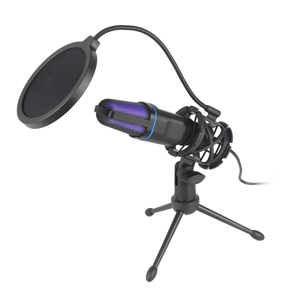 iSCLEAR USB RGB Mic – Plug-&-Play Podcast & Gaming Mic with Tap-to-Mute, Real-Time Monitoring