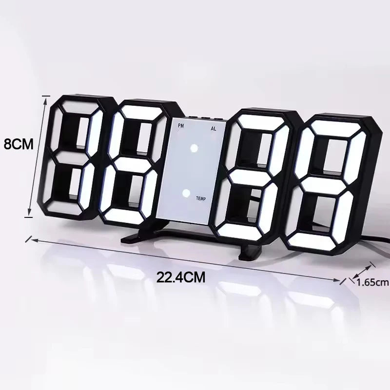 3D Floating LED Digital Clock – Auto-Dimming USB-C Desk Alarm