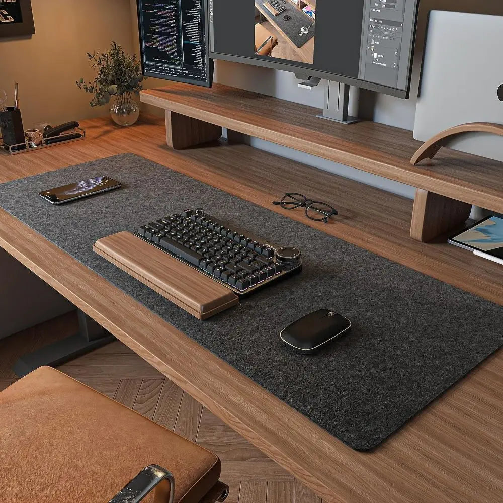 D-Felt Wool Desk Mat – Large Writing/Gaming Surface, Non-Slip Rubber Base, Scratch-Resistant, 3 mm Thick
