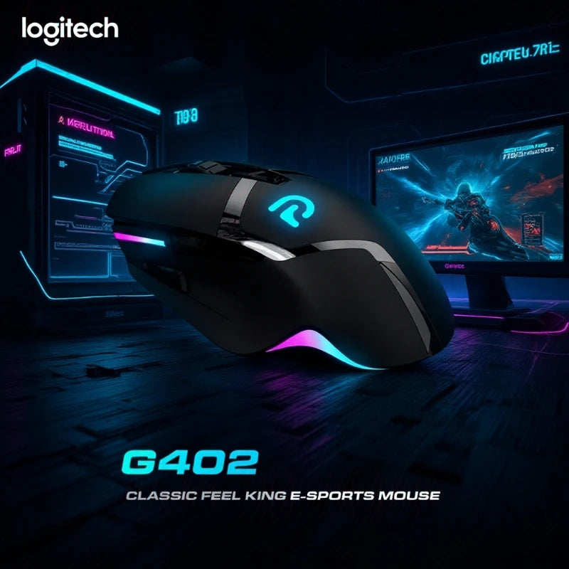 Logitech G402 Hyperion Fury – 500 IPS Fusion Engine Wired Gaming Mouse, 8 Programmable Buttons, On-The-Fly 4,000 DPI, RGB Lighting