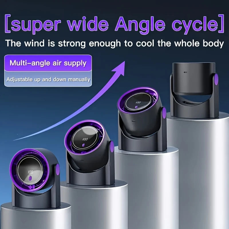 100-Speed Ultra-Quiet Table Fan – 180° Oscillating, 2000 mAh Rechargeable, Wall-Mount or Desk, LED Display, USB-C