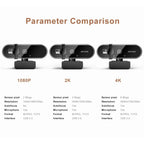 SJIYue 4K Webcam – 30 fps Ultra-HD / 60 fps 1080p with Dual Noise-Cancelling Mics, Autofocus, Privacy Cover & Mini Tripod