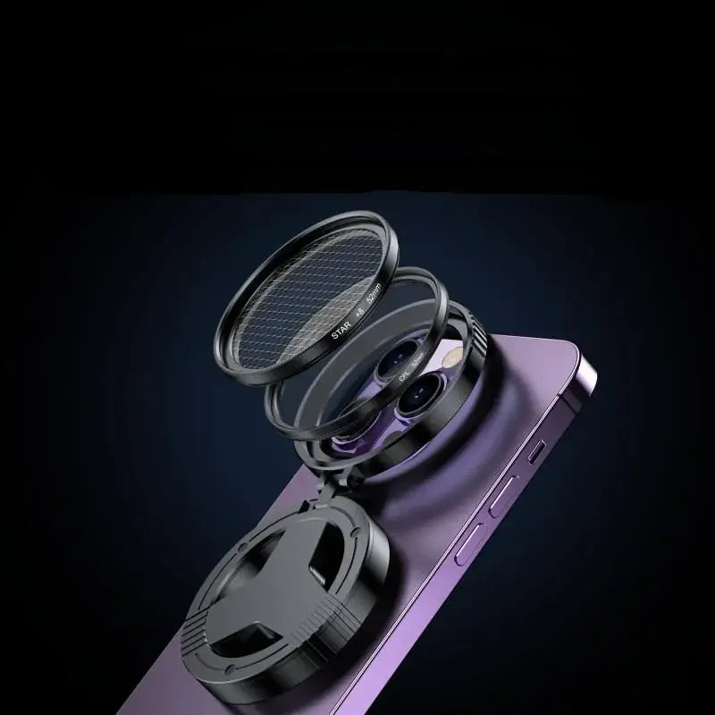 Magnetic 52 mm CPL Filter Kit – Snap-On Circular Polarizer for All iPhones, MagSafe Ring + Universal Clip, Glare-Cut Sky/Color Boost