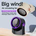 100-Speed Ultra-Quiet Table Fan – 180° Oscillating, 2000 mAh Rechargeable, Wall-Mount or Desk, LED Display, USB-C