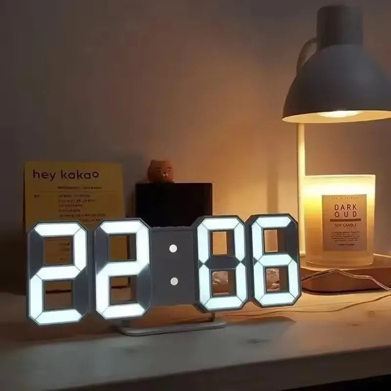 3D Floating LED Digital Clock – Auto-Dimming USB-C Desk Alarm