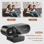 SJIYue 4K Webcam – 30 fps Ultra-HD / 60 fps 1080p with Dual Noise-Cancelling Mics, Autofocus, Privacy Cover & Mini Tripod