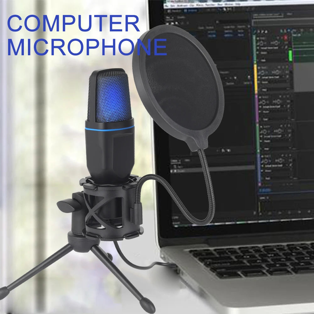 iSCLEAR USB RGB Mic – Plug-&-Play Podcast & Gaming Mic with Tap-to-Mute, Real-Time Monitoring