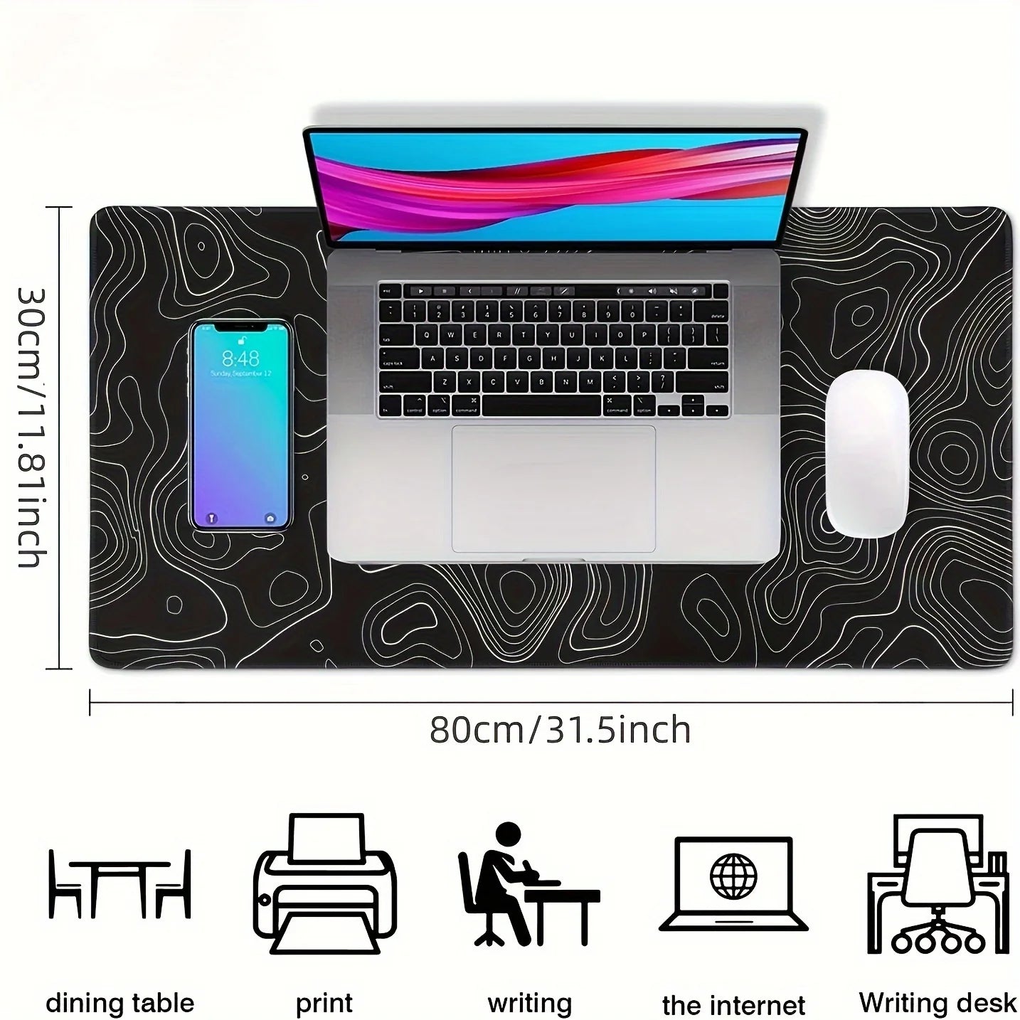B-Smooth Extended Gaming Mouse Pad – Stitched-Edge, Non-Slip Rubber Base, Speed-Control Surface (12×24" / 16×36")