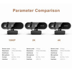 SJIYue 4K Webcam – 30 fps Ultra-HD / 60 fps 1080p with Dual Noise-Cancelling Mics, Autofocus, Privacy Cover & Mini Tripod